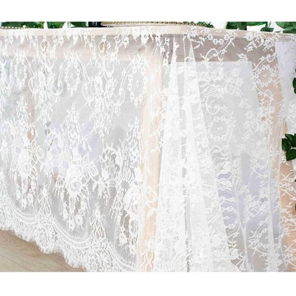 Floral Lace White Tablecloth 60x120" Vintage Look Wedding Shower Rustic Boho NEW - Picture 1 of 6